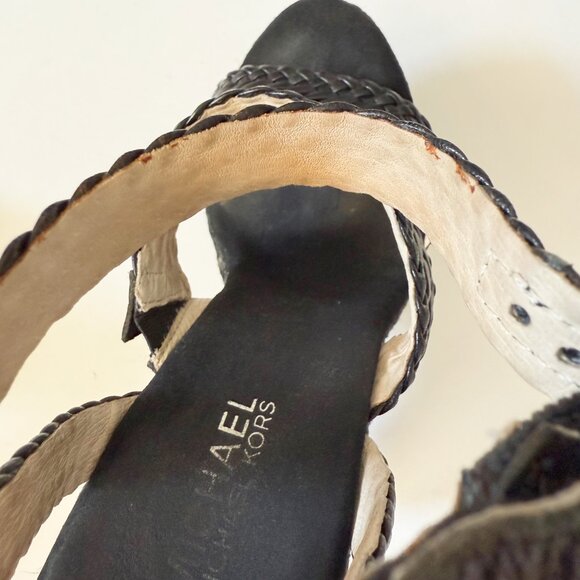Michael Kors Black Woven Espadrille Wedges Size 7 - Picture 10 of 11